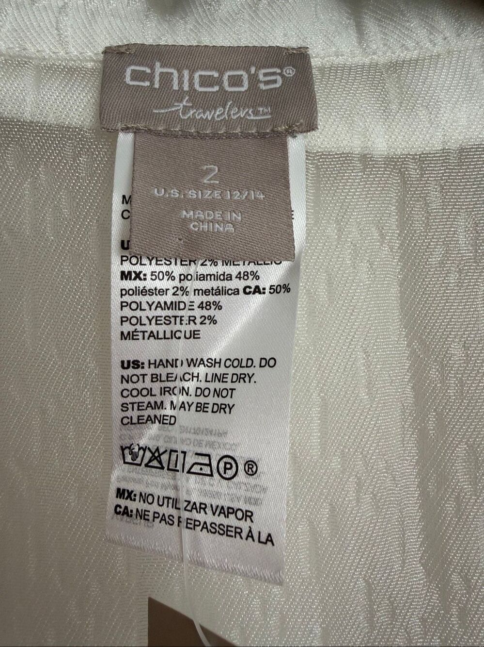 Chico’s Travelers Novelty Jacquard Sheer Duster Sweater Jacket Size 2 US12-14 - Picture 6 of 7